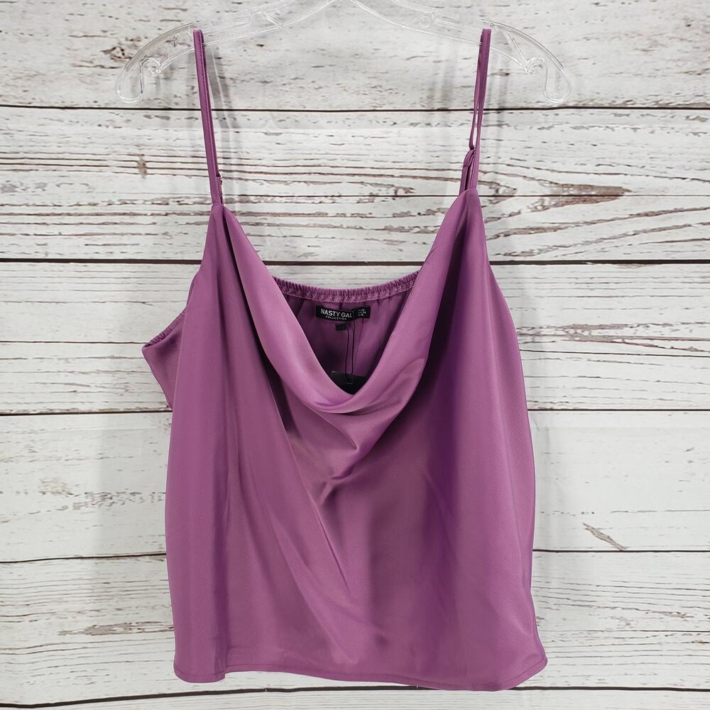 Nasty Gal Collection New Women's Purple Satin Cowl Neck Cami Top Size 16